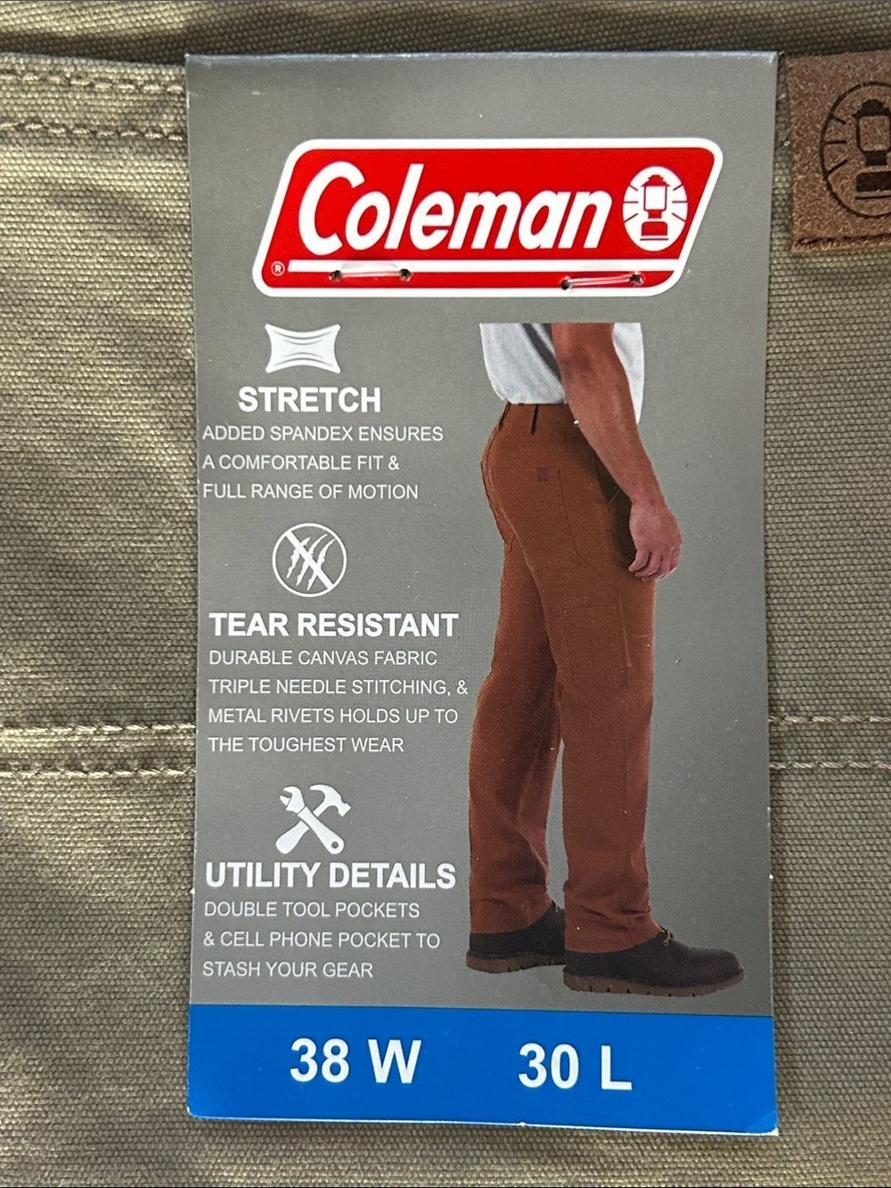 NEW Coleman Men's Tan Utility Pants 38 x 30 - Picture 3 of 7